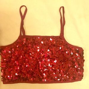 F21 Red Sequin Crop Top